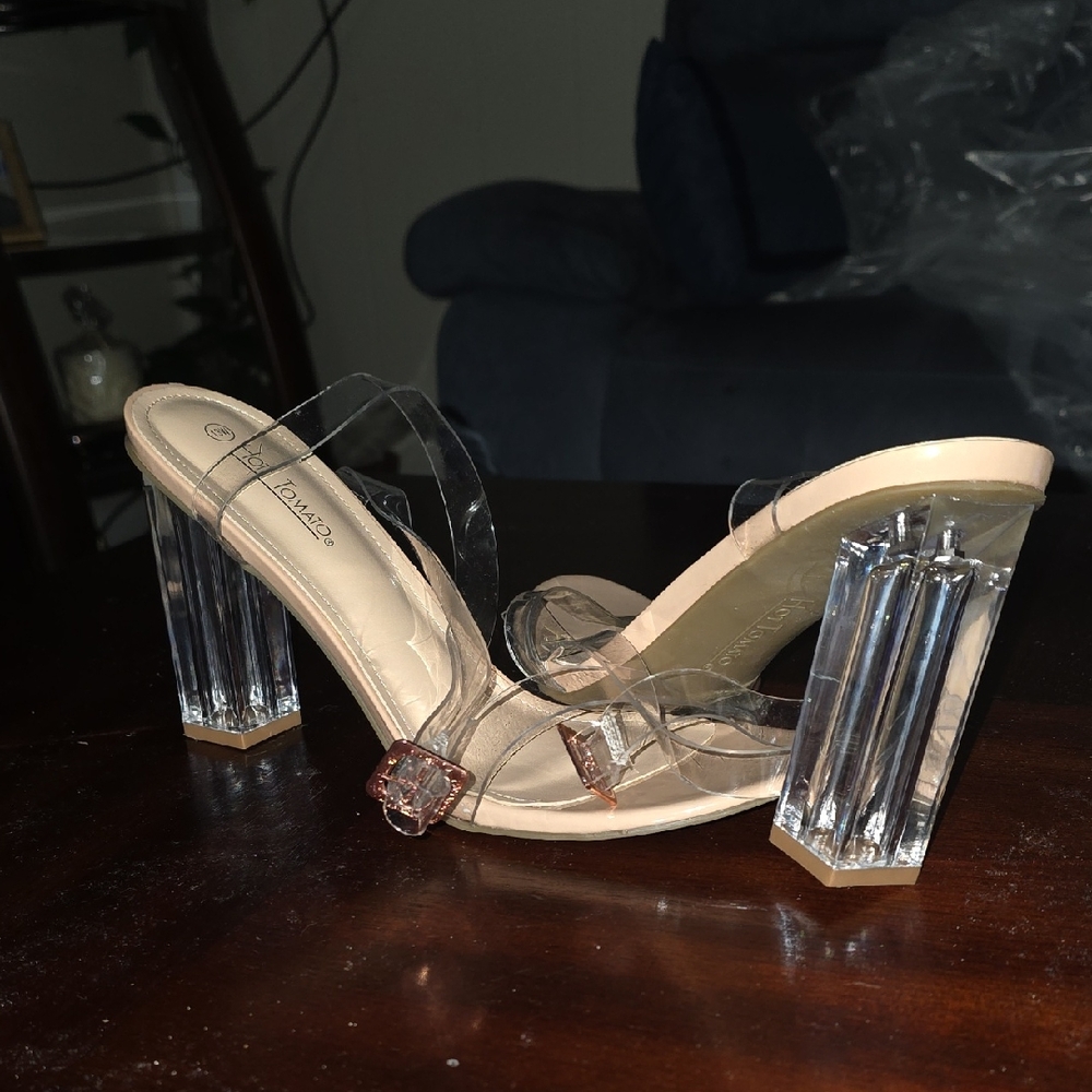 Hot Tomato Clear and Nude Heels